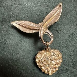 Vintage Coro Leaf and Heart Brooch